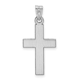 Engravable Latin Cross Charm Pendant in Real 14k White Gold