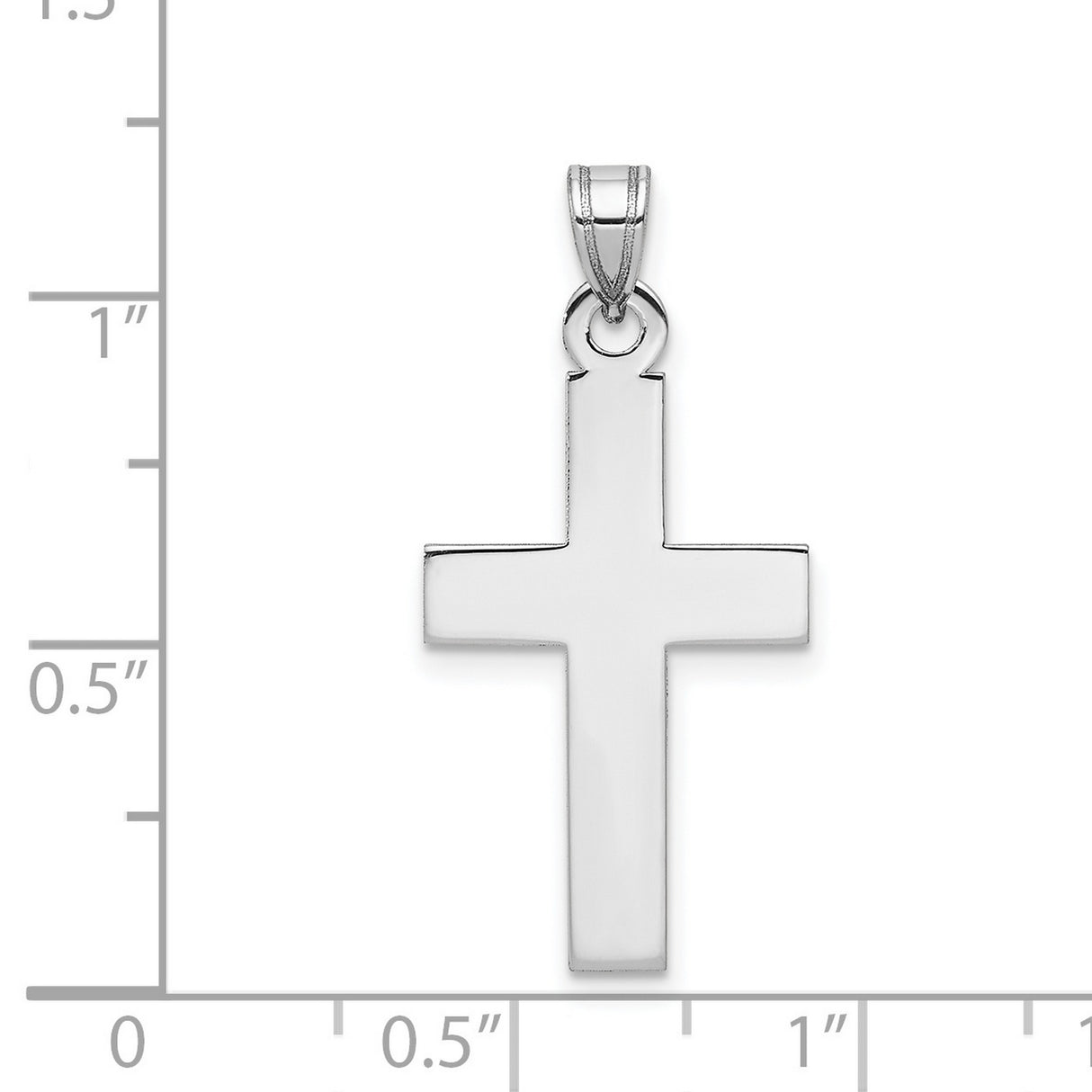 Engravable Latin Cross Charm Pendant in Real 14k White Gold