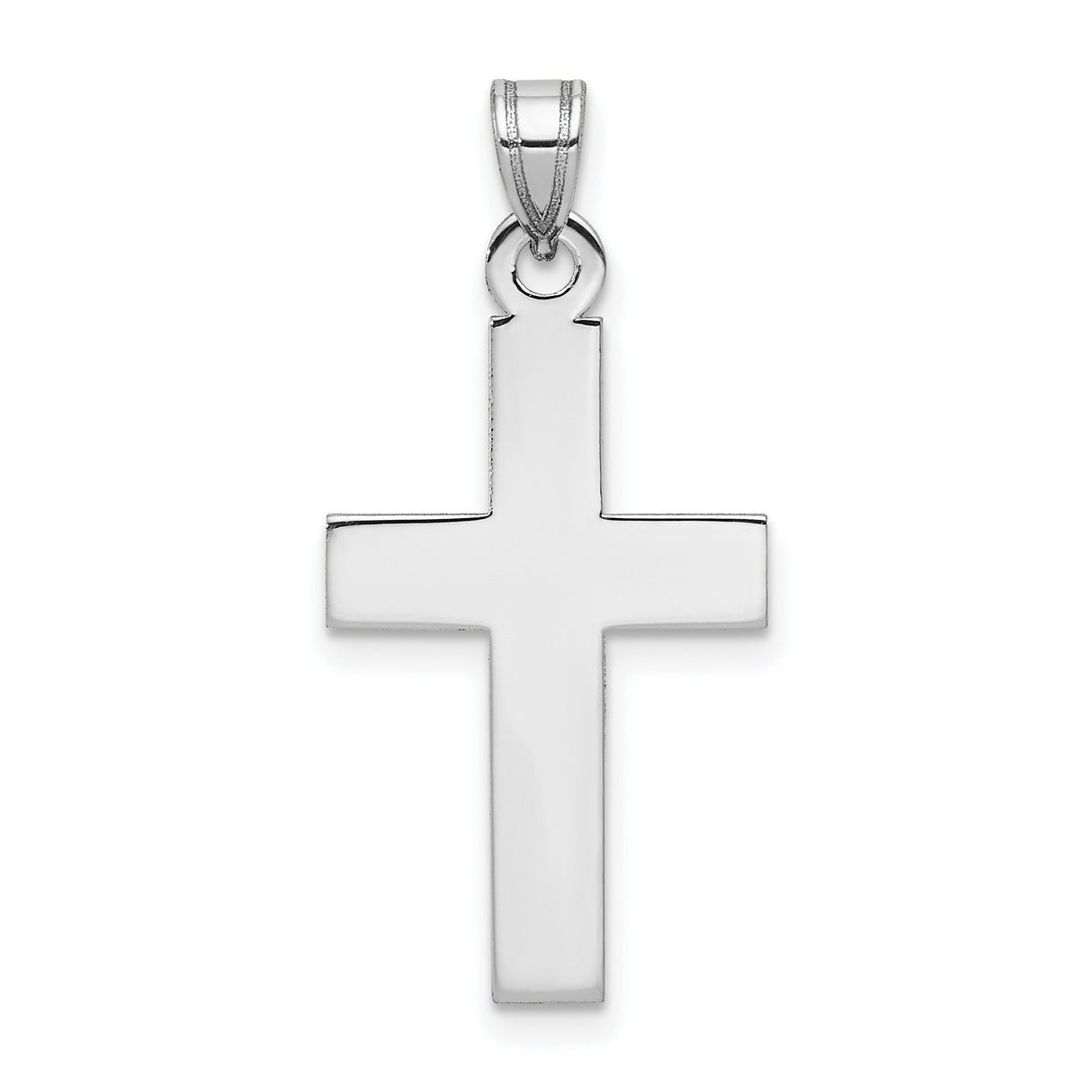 Engravable Latin Cross Charm Pendant in Real 14k White Gold