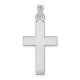 Engravable Latin Cross Charm Pendant in Real 14k White Gold