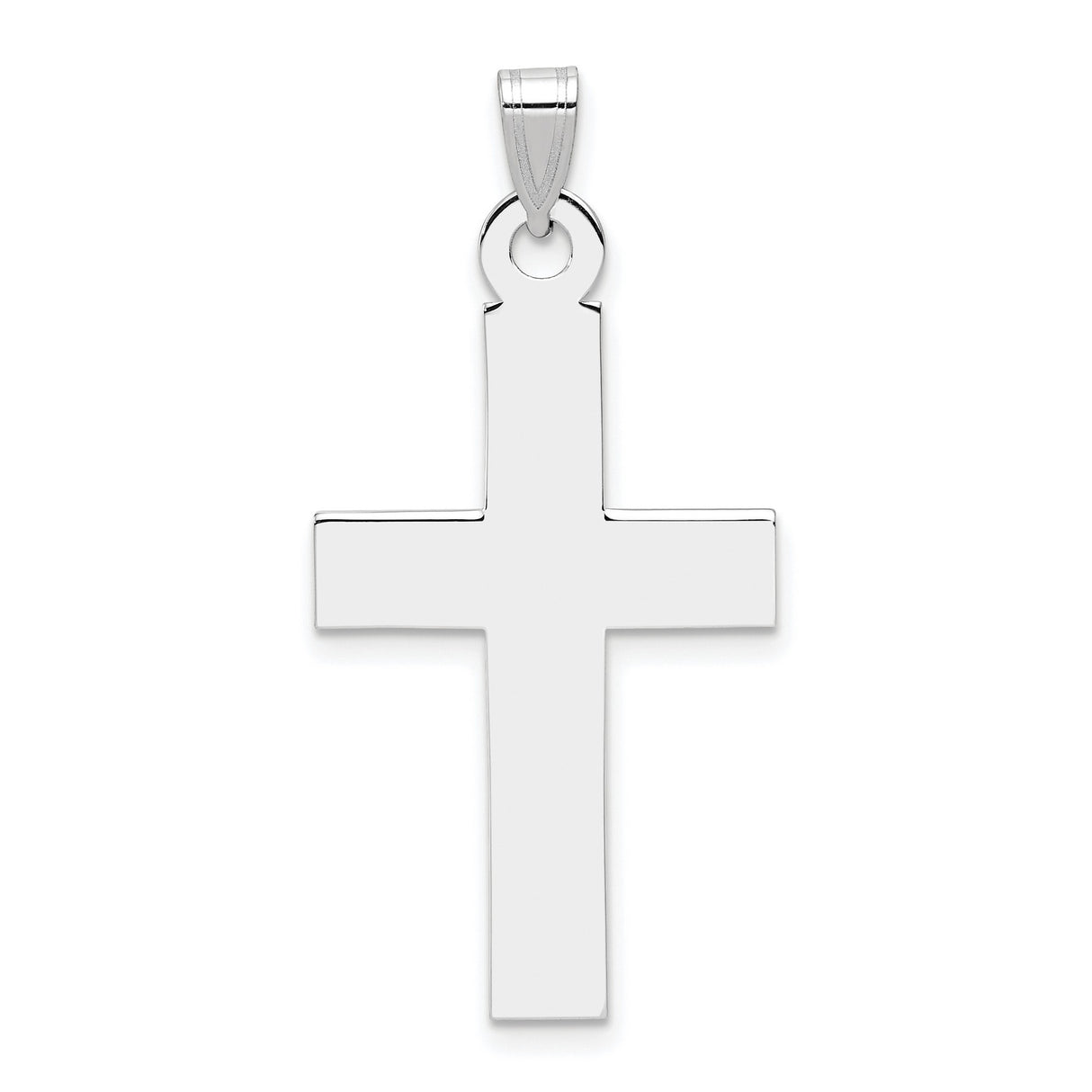 Engravable Latin Cross Charm Pendant in Real 14k White Gold