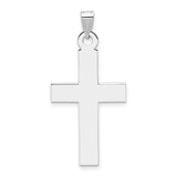 Engravable Latin Cross Charm Pendant in Real 14k White Gold