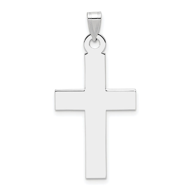 Engravable Latin Cross Charm Pendant in Real 14k White Gold