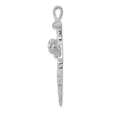 14k White Gold Nail Cross Pendant, Three Nail Crucifix, Religious Christian Jewelry for Men and Women