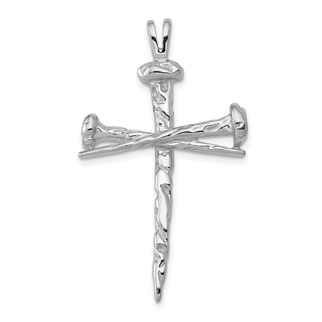 14k White Gold Nail Cross Pendant, Three Nail Crucifix, Religious Christian Jewelry for Men and Women