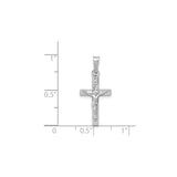 14k White Gold Crucifix Pendant with INRI Inscription, Jesus on Cross, Religious Charm