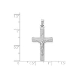 14k White Gold Crucifix Pendant Featuring Raised Jesus and INRI , Catholic Christian Jewelry