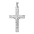 14k White Gold Crucifix Pendant Featuring Raised Jesus and INRI , Catholic Christian Jewelry