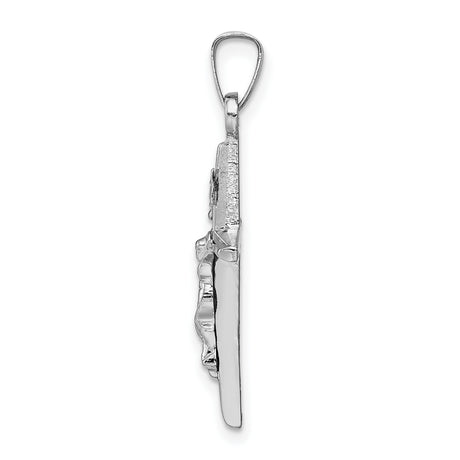 INRI Latin Crucifix Charm Pendant in Real 14k White Gold