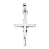 INRI Latin Crucifix Charm Pendant in Real 14k White Gold