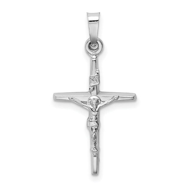 INRI Latin Crucifix Charm Pendant in Real 14k White Gold