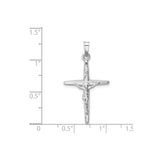 14k White Gold Crucifix Pendant, Latin INRI Cross Religious Jewelry for Men and Women