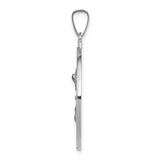 14k White Gold Saint Michael Pendant Featuring Archangel with Pray for Us Engraving