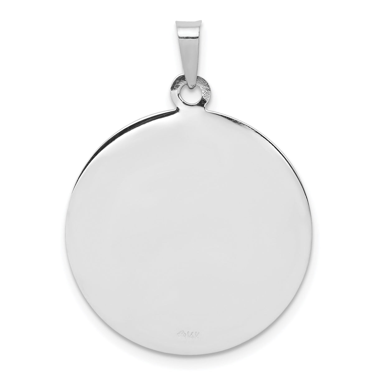 14k White Gold Saint Michael Pendant Featuring Archangel with Pray for Us Engraving