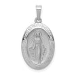14k White Gold Miraculous Medal Pendant with Virgin Mary Inscription, Catholic Religious Charm