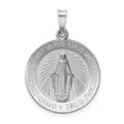 14k White Gold Virgin Mary Pendant, Miraculous Medal, Catholic Religious Jewelry