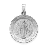 14k White Gold Virgin Mary Pendant, Miraculous Medal, Catholic Religious Jewelry