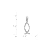 14k White Gold Ichthys Fish Pendant, Open Christian Symbol Charm for Women