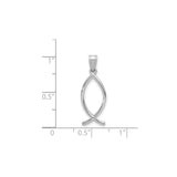 14k White Gold Ichthys Fish Pendant, Minimalist Christian Religious Jewelry for Women