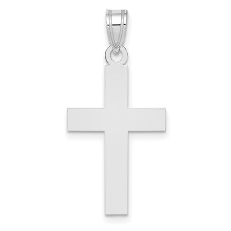 14k White Gold Cross Pendant, Polished Christian Faith Jewelry for Women or Unisex Wear