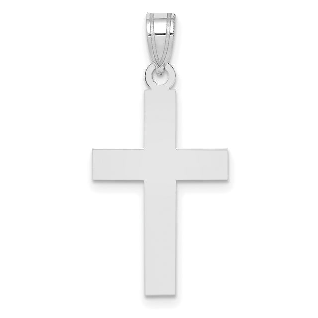 14k White Gold Cross Pendant, Polished Christian Faith Jewelry for Women or Unisex Wear