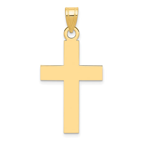 14k Yellow Gold Cross Pendant, Polished Christian Charm, Unisex Religious Jewelry
