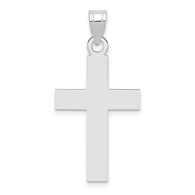 14k White Gold Cross Pendant, Slim Polished Minimalist Christian Jewelry for Women or Unisex