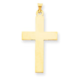 Engravable Latin Cross Charm Pendant in Real 14k Yellow Gold