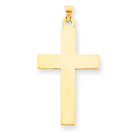 Engravable Latin Cross Charm Pendant in Real 14k Yellow Gold