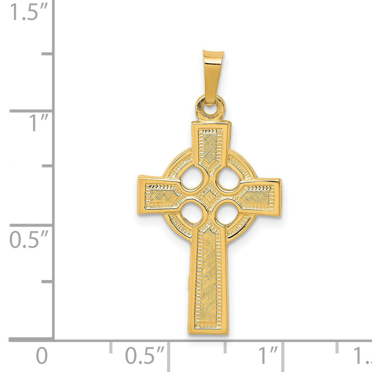 Polished Four Hole Celtic Iona High Cross Charm Pendant in Real 14k Yellow Gold