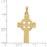 Polished Four Hole Celtic Iona High Cross Charm Pendant in Real 14k Yellow Gold