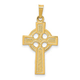 Polished Four Hole Celtic Iona High Cross Charm Pendant in Real 14k Yellow Gold