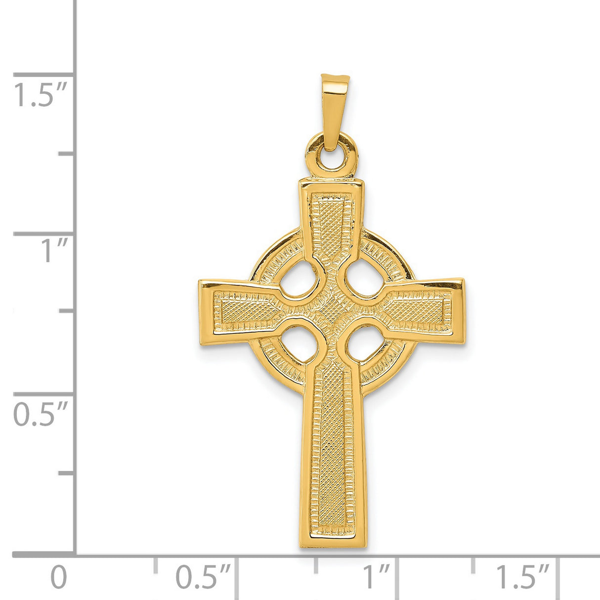 Polished Four Hole Celtic Iona High Cross Charm Pendant in Real 14k Yellow Gold