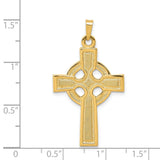 Polished Four Hole Celtic Iona High Cross Charm Pendant in Real 14k Yellow Gold