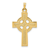 Polished Four Hole Celtic Iona High Cross Charm Pendant in Real 14k Yellow Gold