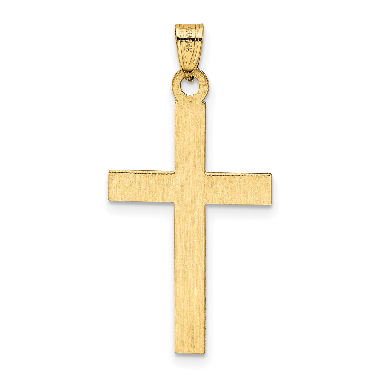 Engravable Latin Cross Charm Pendant in Real 14k Yellow Gold