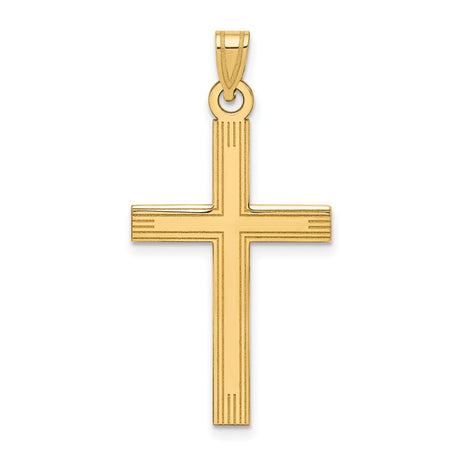 Engravable Latin Cross Charm Pendant in Real 14k Yellow Gold