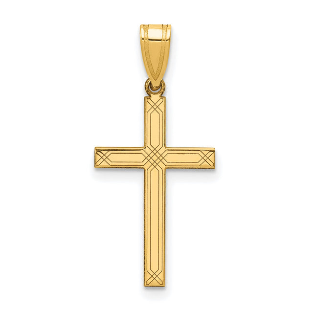 Latin Cross Charm Pendant in Real 14k Yellow Gold