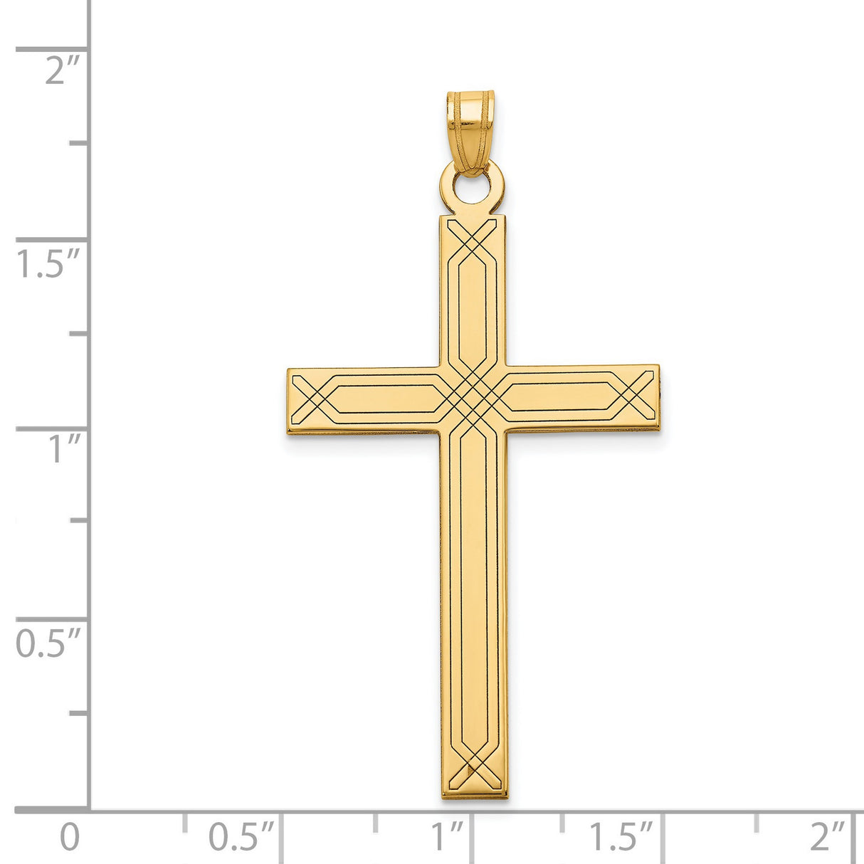 Engravable Latin Cross Charm Pendant in Real 14k Yellow Gold