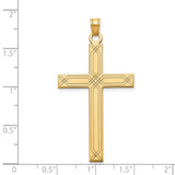 Engravable Latin Cross Charm Pendant in Real 14k Yellow Gold