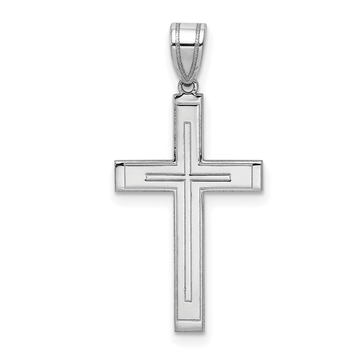 Latin Cross Charm Pendant in Real 14k White Gold