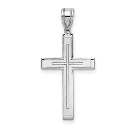 Latin Cross Charm Pendant in Real 14k White Gold