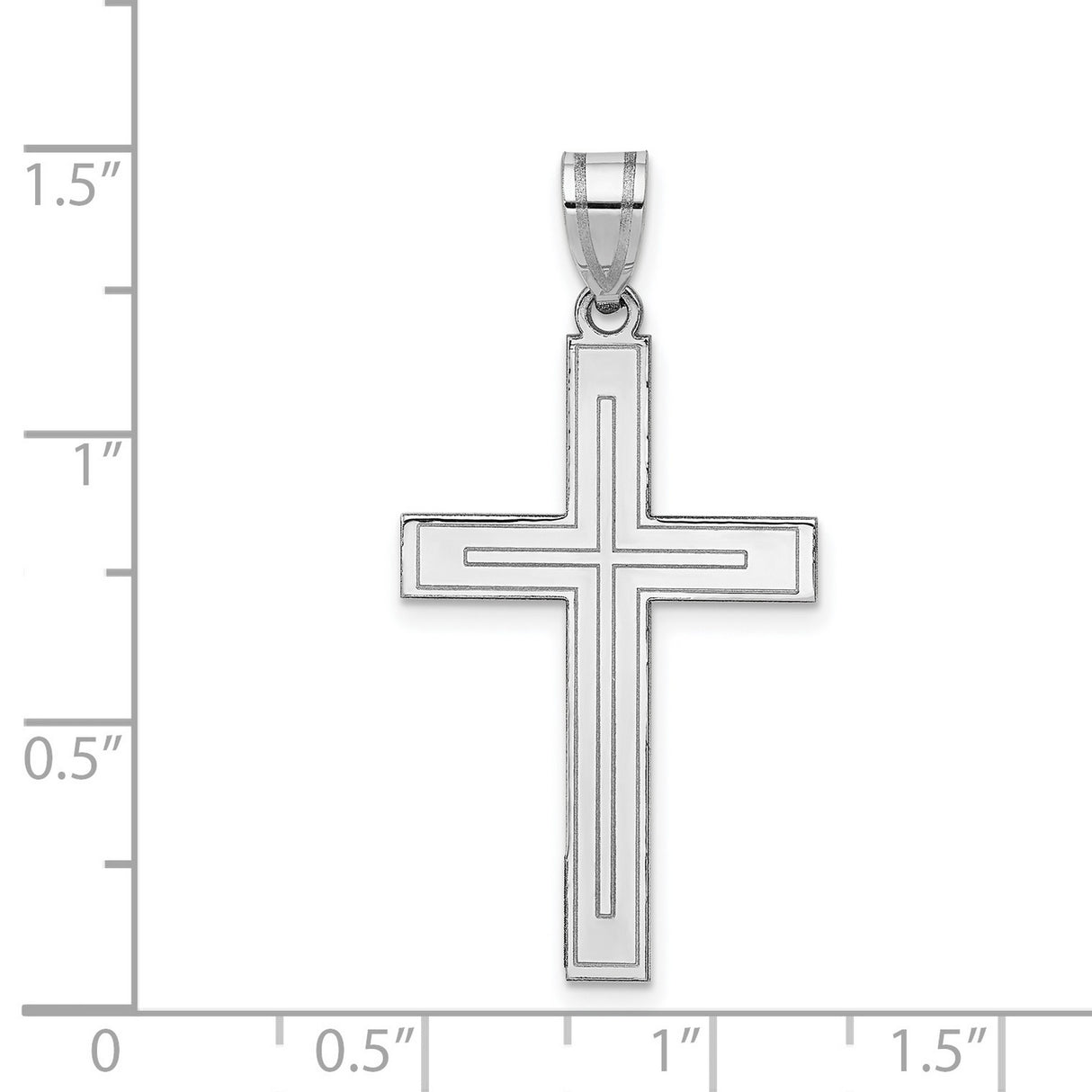 Engravable Latin Cross Charm Pendant in Real 14k White Gold