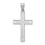 Engravable Latin Cross Charm Pendant in Real 14k White Gold