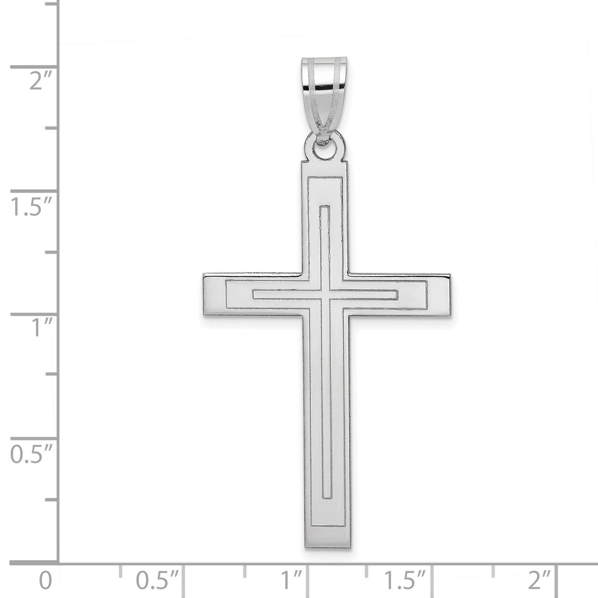 Engravable Latin Cross Charm Pendant in Real 14k White Gold