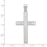 Engravable Latin Cross Charm Pendant in Real 14k White Gold