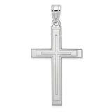 Engravable Latin Cross Charm Pendant in Real 14k White Gold