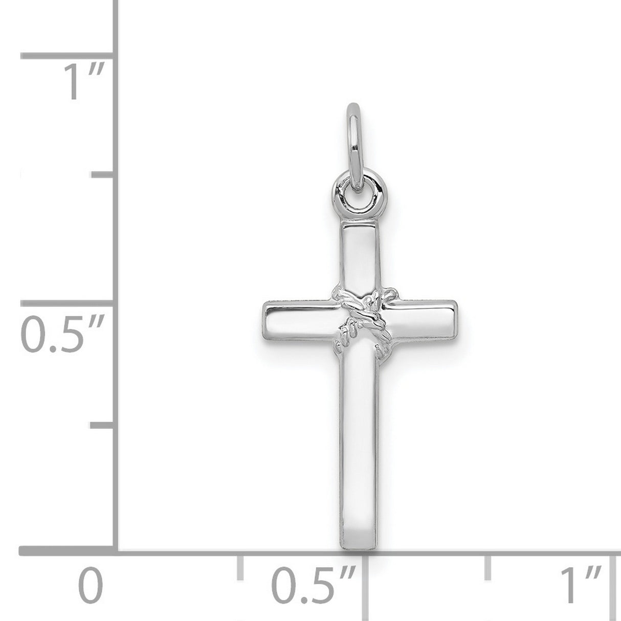 Latin Cross Charm Pendant in Real 14k White Gold