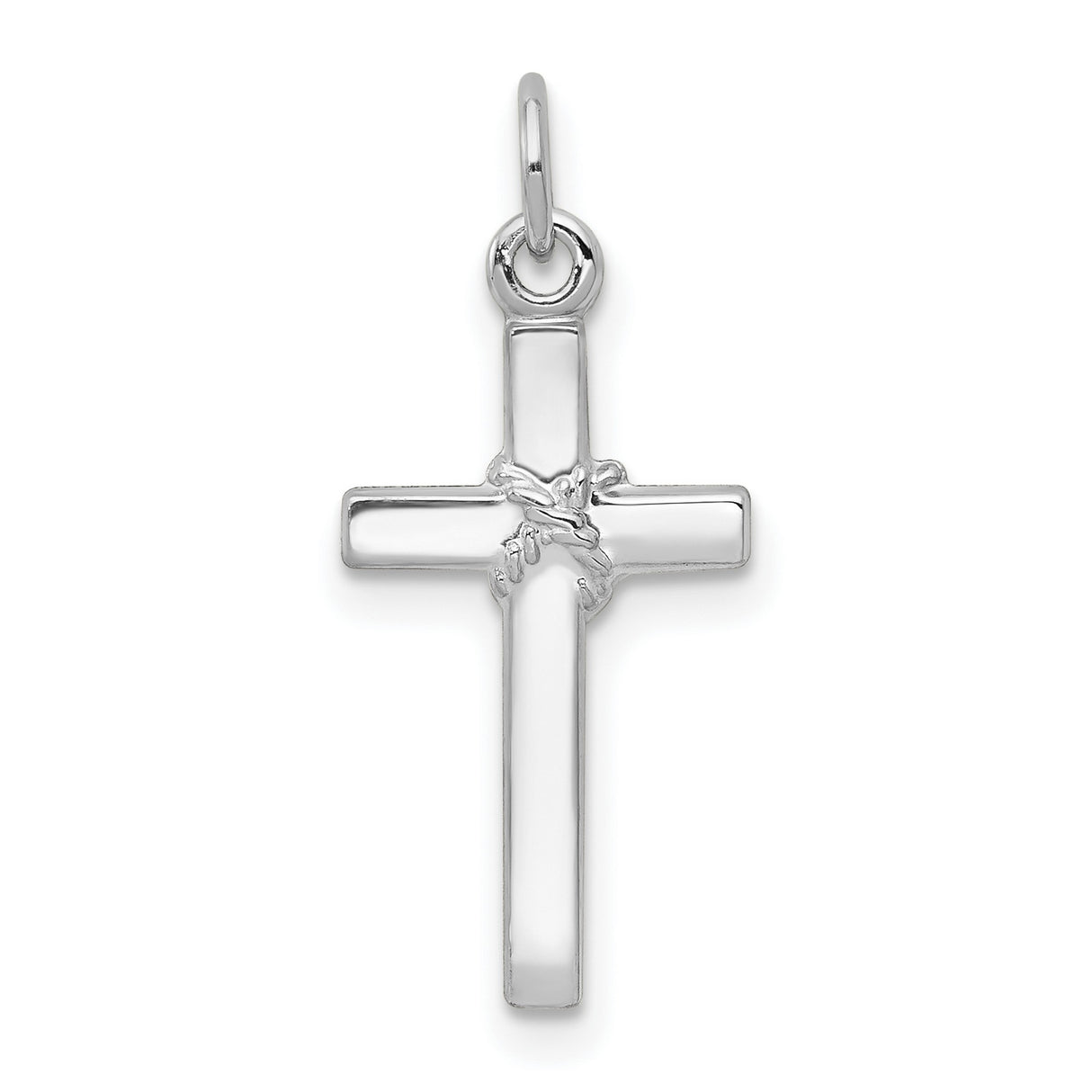 Latin Cross Charm Pendant in Real 14k White Gold