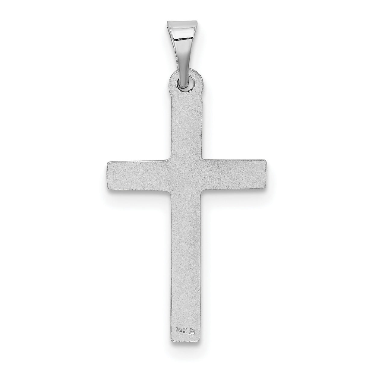 Hollow Latin Cross Charm Pendant in Real 14k White Gold